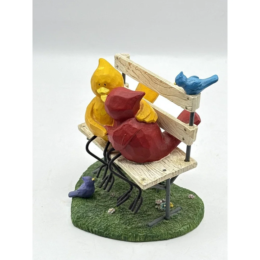 Russ Berrie Tweet Along With Me Resin Bird Bench Figurine Multicolor Decor